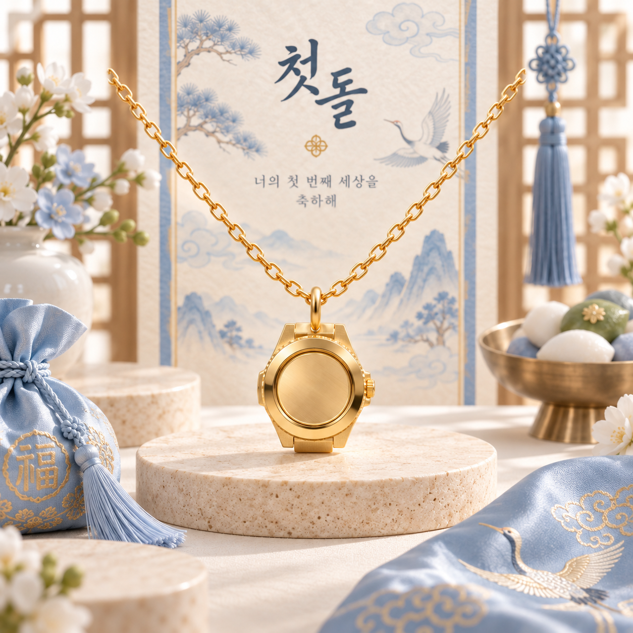 쁘띠 크라운 돌목걸이
